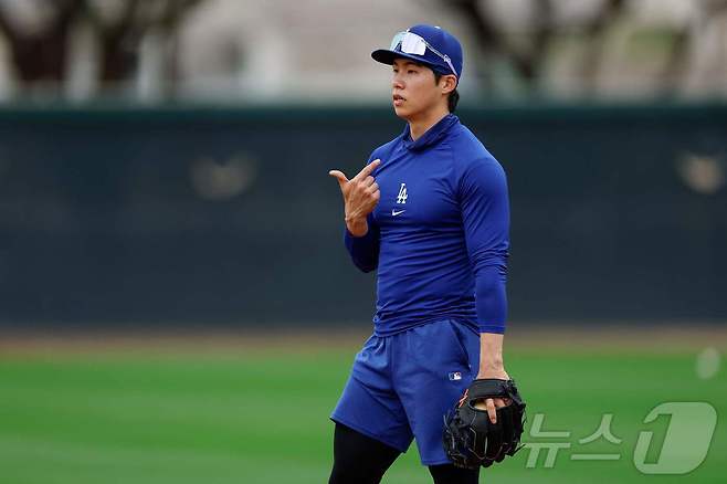 LA 다저스 김혜성은 23일(한국시간) 열린 샌디에이고 파드리스와 2026 메이저리그 시범경기에서 결장했다. ⓒ AFP=뉴스1