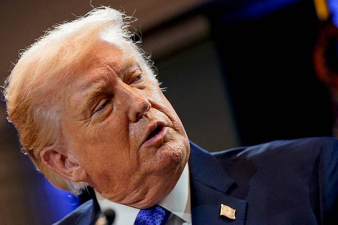 도널드 트럼프 미국 대통령이 지난 20일(현지시간) 워싱턴 백악관에서 열린 기자회견에서 발언하고 있다. 로이터연합뉴스