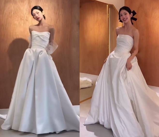 5월의 신부 최준희가 웨딩드레스 자태를 공개했다. /사진=인스타그램 갈무리