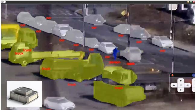 소형 고성능 비행제어컴퓨터  'BL-SFC-HI'(사진 왼쪽)와 AI 기반 GCS 화면 예시/사진제공=브레인즈랩