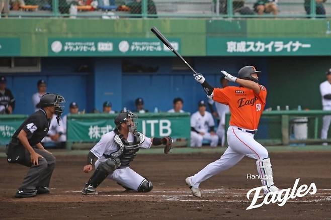 22일 지바 롯데전에 출전한 강백호 [한화 이글스 제공. 재판매 및 DB 금지]