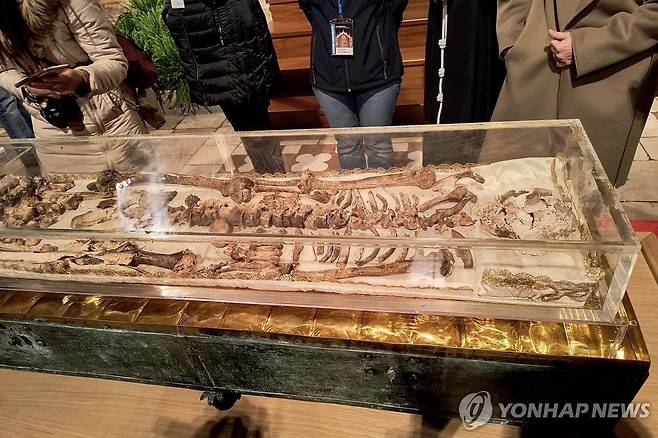 이탈리아 아시시 성당에 공개된 성인 프란치스코 유해 [AFP 연합뉴스 자료사진. 재배포 및 DB 금지]