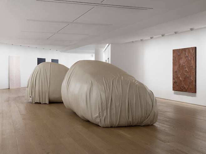 '거리의 윤리' 전시 전경 서울 한남동 타데우스 로팍 서울에 전시 된 김주리 작가의 조형 작품 '모습'(某濕).
[타데우스 로팍 서울 제공. 재판매 및 DB 금지]