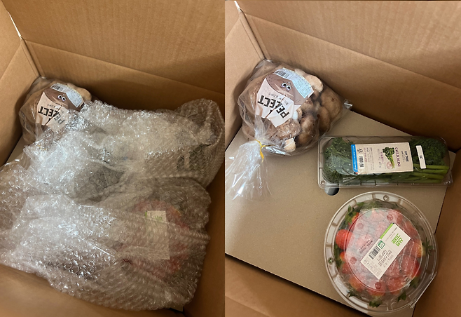 택배 이중포장지를 제거한 모습.[서울환경연합 제공]