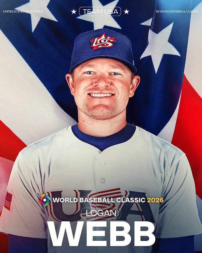 ▲ 샌프란시스코 자이언츠 에이스 로건 웹 또한 2026 WBC에서 미국 유니폼을 입는다. ⓒ MLB 트위터