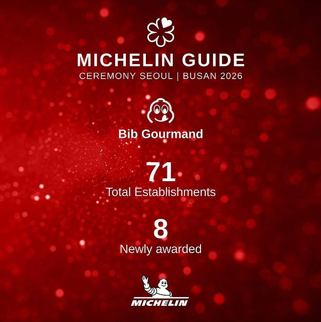 2026 미쉐린 가이드 빕 구르망에 선정된 레스토랑은 총 71곳이다. 사진 미쉐린 가이드