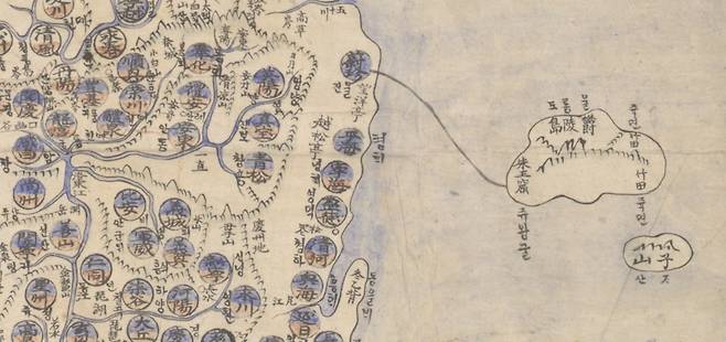 '해동전도' 부분  미국 스미스소니언 재단 소장 자료 [동북아역사재단 제공. 재판매 및 DB 금지]