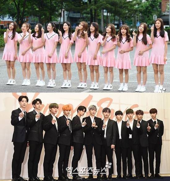 엑스포츠뉴스DB (위)아이오아이, (아래)워너원
