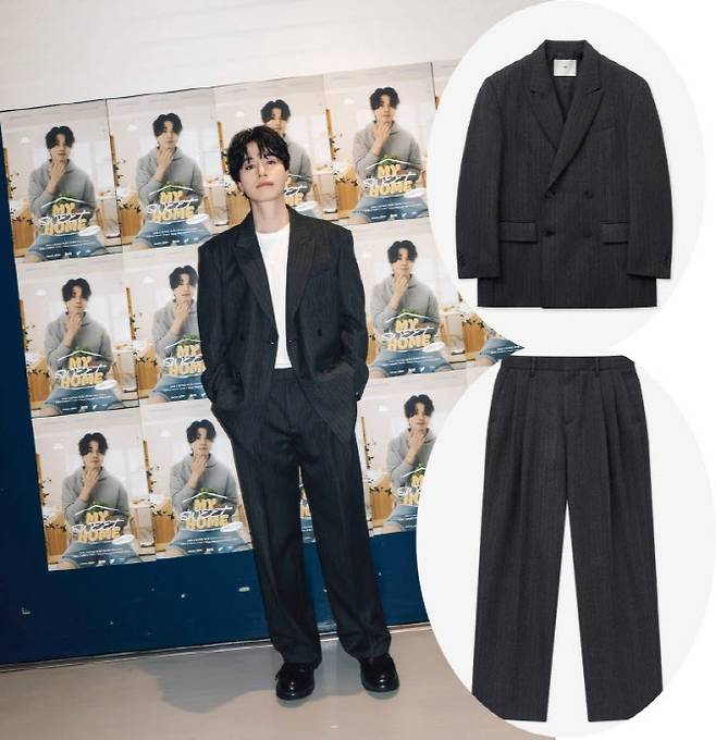 이동욱이 도쿄 팬미팅에서 착용한 TNGT 수트(왼쪽)과 상품 이미지 (사진=이동욱 인스타그램LF몰 상품페이지 캡처)