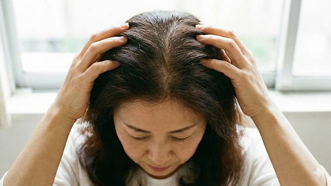 閉経後のホルモンの変化は中年の女性の脱毛の原因です。ソース：Geminiの作成