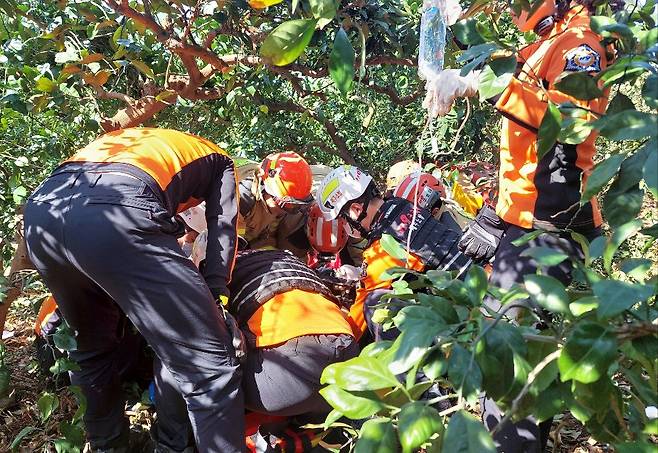 봄철에 발생한 파쇄기 안전사고 [제주도소방안전본부 제공, 재판매 및 DB 금지]