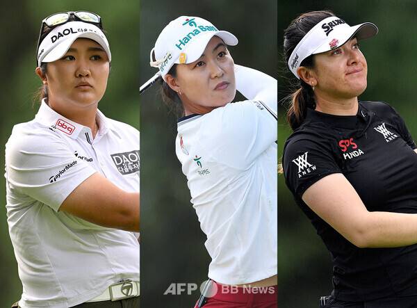 2026년 미국여자프로골프(LPGA) 투어 '아시안 스윙' HSBC 위민스 월드챔피언십 우승 경쟁에 뛰어든 유해란, 이민지(호주) 프로, 한나 그린(호주). 사진제공=ⓒAFPBBNews = News1 (사진을 무단으로 사용하지 마십시오.)