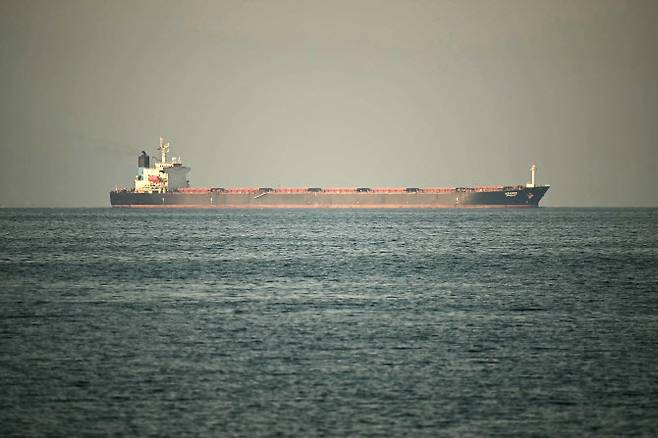 호르무즈 해협에 화물선이 정박해 있는 모습. (사진=AFP)