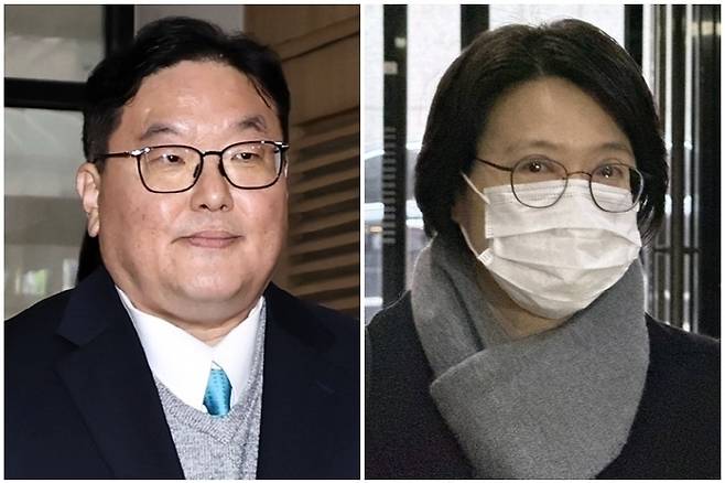 지난해 인천지검 부천지청이 쿠팡의 퇴직금 미지급 사건에 무혐의로 불기소 처분을 내렸을 당시 지청장과 차장검사였던 엄희준 광주고검 검사(왼쪽)와 김동희 부산고검 검사. 상설특별검사팀은 지난달 27일 두 사람을 직권남용 권리행사 방해 등 혐의로 재판에 넘겼다. 연합뉴스
