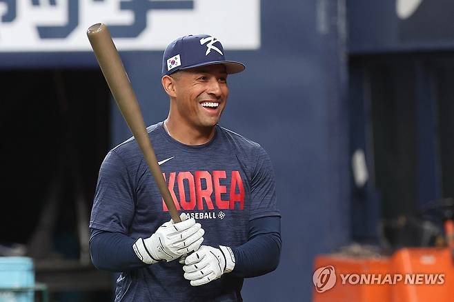 WBC 훈련 합류한 저마이 존스 (오사카=연합뉴스) 임화영 기자 = 월드베이스볼클래식(WBC) 출전을 앞둔 한국 야구 대표팀 저마이 존스가 1일 일본 오사카 교세라돔에서 훈련하고 있다. 2026.3.1 hwayoung7@yna.co.kr