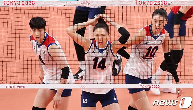 도쿄올림픽에서 활약한 양효진(가운데)2021.8.2 ⓒ 뉴스1 이재명 기자