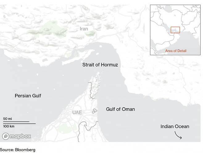 호르무즈 해협(사진=블룸버그 통신)