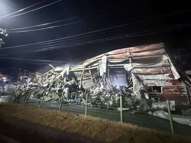 천안 건강기능식품 제조업체 화재 진화 후 모습. 천안서북소방서 제공