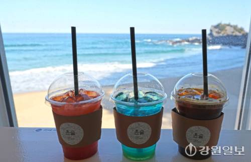 강릉 정동진에서 시작하는 바다부채길은 국내에서 유일하게 해안 단구를 따라 조성된 도보 여행 길이다. 발밑으로 초록빛 수면과 하얀 파도를 내려다보며 걷다 보면 부채길 중간에 카페