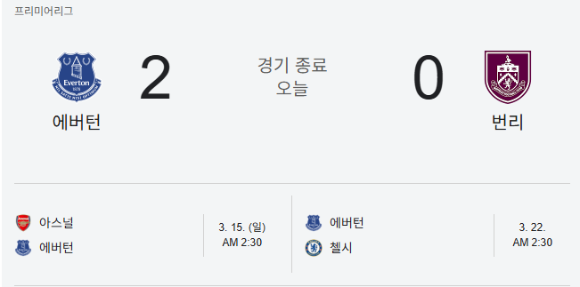 에버튼, 번리에 2-0 완승 (사진=구글)