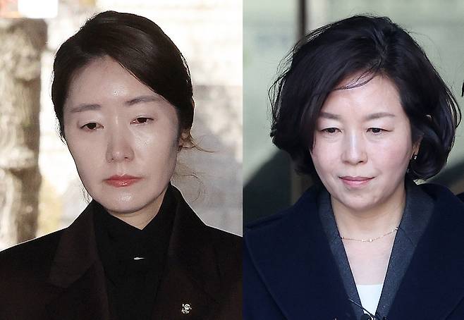 ‘1억 공천헌금’ 의혹을 받는 강선우 무소속 의원과 김경 전 서울시의원이 3일 서울 서초구 중앙지법에서 열린 구속 전 피의자 심문에 출석했다. 사진 왼쪽은 법원 출석하는 강 의원, 오른쪽은 법원 나서는 김 전 시의원. 2026.3.3 ⓒ 뉴스1