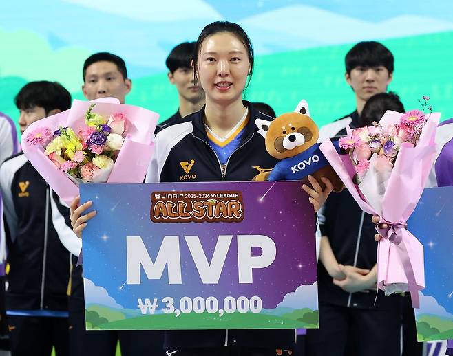 지난 1월 올스타전에서 MVP에 오른 양효진. 양효진의 마지막 올스타진이었다. 연합뉴스