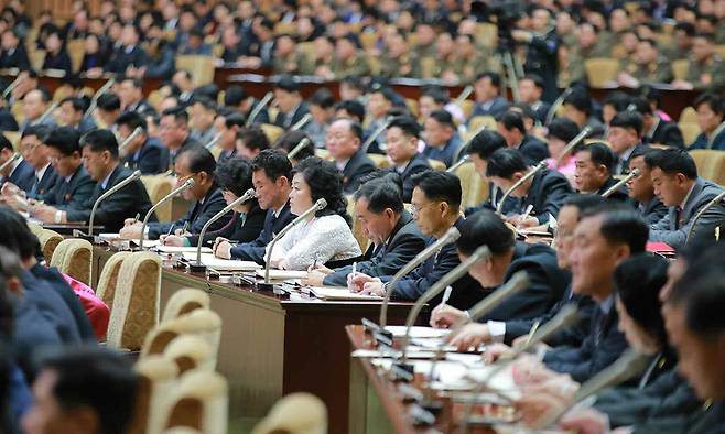 지난 2021년 1월 17일 북한 만수대의사당에서 진행된 최고인민회의 제14기 제4차 회의 모습. 평양=노동신문·뉴스1