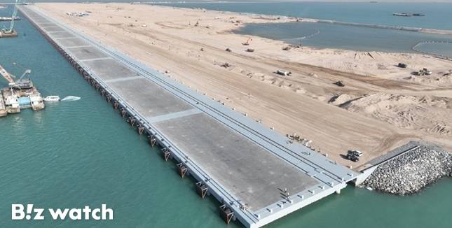 대우건설이 이라크에서 진행 중인 알포 신항만 공사 현장./자료=대우건설 제공