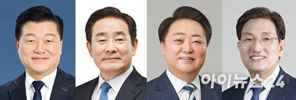 더불어민주당 충북도지사 예비후보. 왼쪽부터 신용한·송기섭·한범덕·노영민. [사진=아이뉴스24 DB]