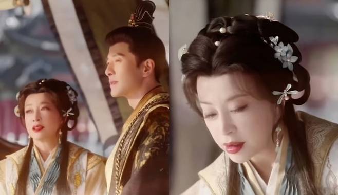 75세 류샤오칭이 18세 소녀 주인공 역을 맡아 45세 진가와 연기하고 있다.  [SCMP 갈무리]