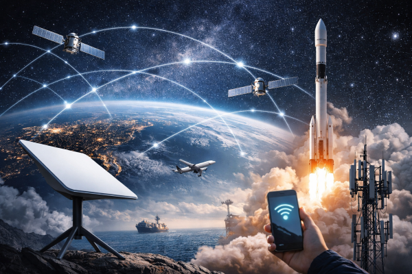 저궤도 위성통신 서비스 확산과 함께 이른바 ‘우주 인터넷 시대’를 앞두고 국내 통신 산업 구조에도 변화 가능성이 제기되고 있다./사진=AI 이미지