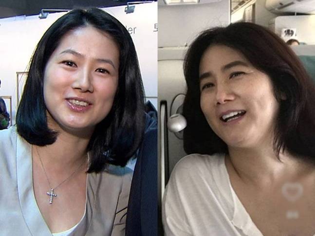 2009년 심은하(왼쪽)와 최근 포착된 모습. 여전히 아름답고 편안해진 모습이다. 사진=MBC, 온라인커뮤니티