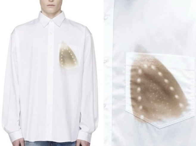 프랑스의 명품 스트릿 패션 브랜드 ‘베트멍’이 최근 출시한 ‘화이트 아이로닝 번 그래픽 셔츠’.