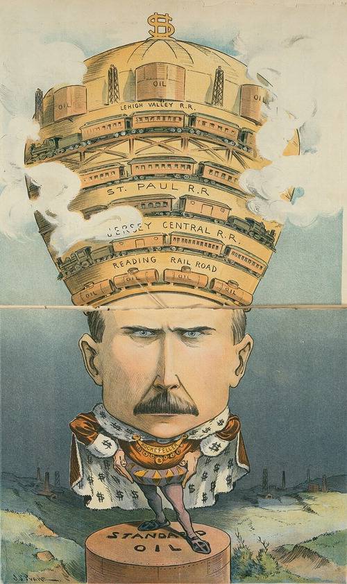 산업 황제로 묘사된 록펠러 풍자화.