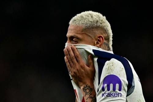 토트넘 히샬리송이 6일 크리스털팰리스전 패배 후 괴로워하고 있다. AFP연합뉴스