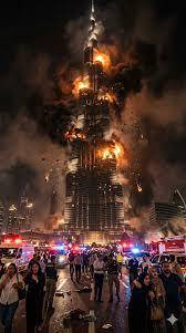 부르즈 할리파 공습 AI 사진 [페이스북 캡처]