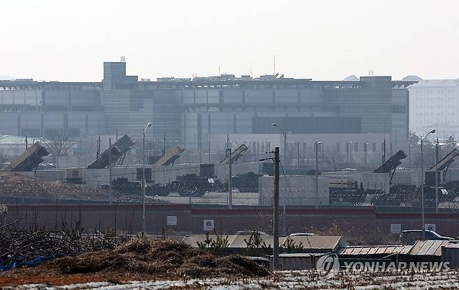 평택시 캠프 험프리스에 배치된 패트리엇 미사일 [연합뉴스 자료사진]