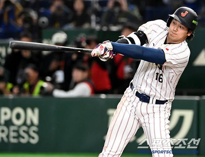 7일 일본 도쿄돔에서 열린 WBC(월드베이스볼클래식) 한국과 일본의 경기. 5회말 오타니가 안타를 치고 있다. 도쿄(일본)=허상욱 기자wook@sportschosun.com/2026.03.07/