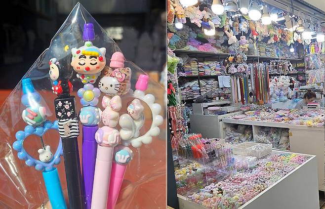 Z세대를 중심으로 ‘볼꾸(볼펜 꾸미기)’가 새로운 트렌드로 자리잡으며 동대문이 ‘볼꾸&nbsp;성지’로 떠올랐다.&nbsp;박윤희 기자