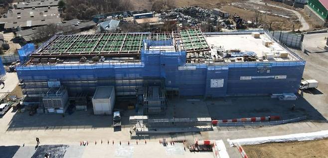 용인레스피아에 건립 중인 다목적체육관. 용인시 제공