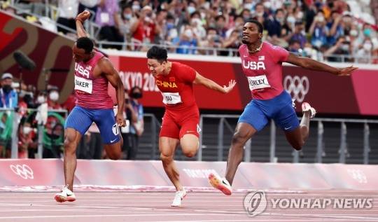 2020 도쿄올림픽 남자육상 100m 결승 모습. 100m 경기는 육상에서 최단거리 경기이다. [도쿄 EPA=연합뉴스 자료사진]