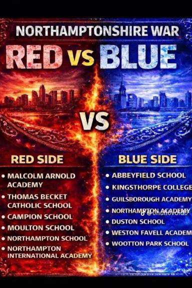 영국 청소년 사이에서 유행 중인 '레드vs 블루' 학교 전쟁 게시물 /사진=X