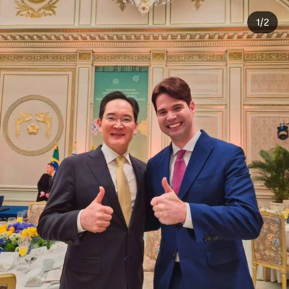 이재용 삼성전자 회장(왼쪽)과 카를로스 고리토 브라질 출신 방송인. [사진=카를로스 고리토 인스타그램 계정 캡처]