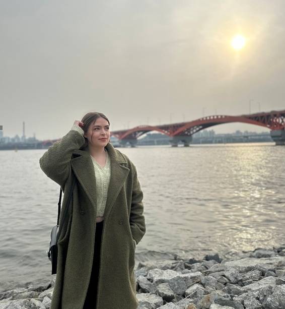 Lena Smit poses for a photo at a Hangang Park near Seongsan Bridge in Seoul. (Lena Smit)