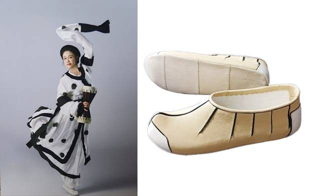 (왼쪽부터)①김혜미 고구려복식연구 무용가 ②김 무용가가 화혜장의 손을 거쳐 복원한 무희의 신발 ‘무희리(舞姬履)’. 본인 제공