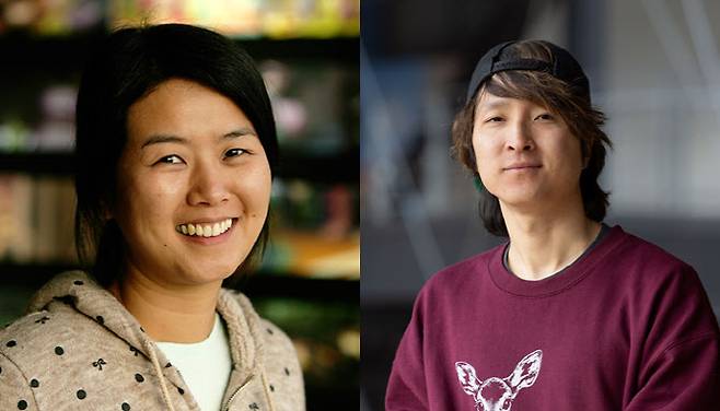 픽사 애니메이션 '호퍼스'에 제작에 참여한 조성연 라이팅 아티스트(왼쪽)와 존 코디 김 스토리 슈퍼바이저.(사진=월트디즈니 컴퍼니 코리아)