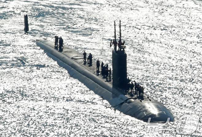 1991년 취역한 미국 해군 로스엔젤레스급 핵추진 잠수함 '알렉산드리아함'(SSN 757·6900톤급)의 모습.  2025.2.10 ⓒ 뉴스1 윤일지 기자