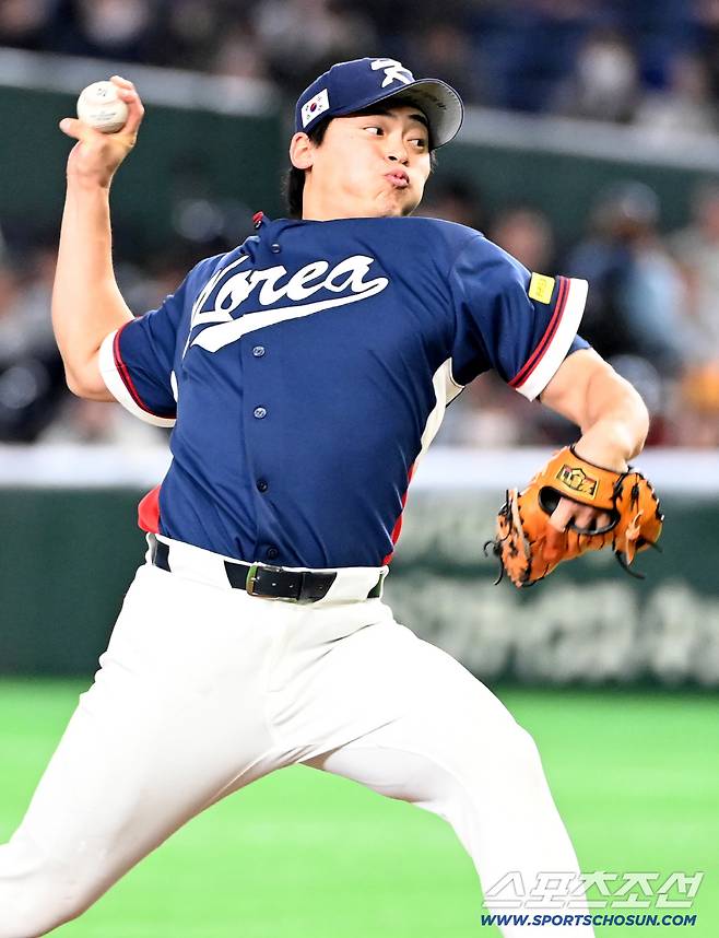 9일 일본 도쿄돔에서 열린 WBC(월드베이스볼클래식) 한국과 호주의 경기, 조병현이 역투하고 있다. 도쿄(일본)=허상욱 기자wook@sportschosun.com/2026.03.09/