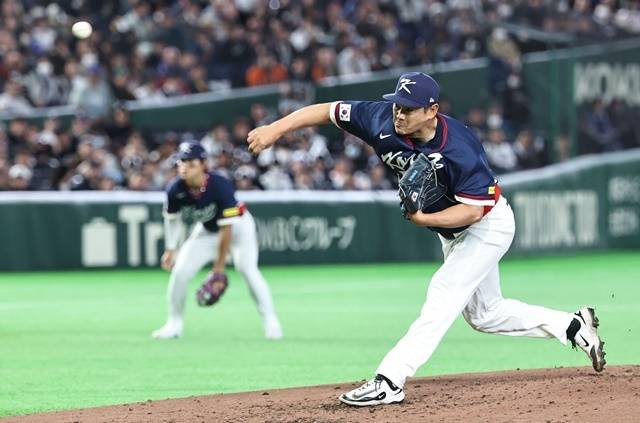 9일 일본 도쿄돔에서 열린 2026 WBC 조별리그 C조 4차전 대한민국과 호주의 경기. 3회말 한국 노경은이 역투하고 있다. 사진=연합뉴스