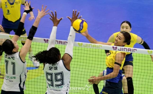 지난 2월 24일 수원에서 열린 여자부 현대건설-한국도로공사의 경기 모습. /사진=스타뉴스